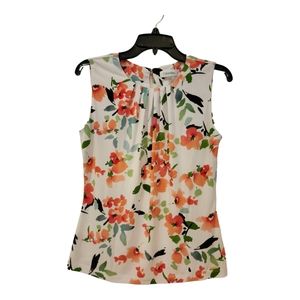 Women's Calvin Klein Size Small White Sleeveless Floral Top